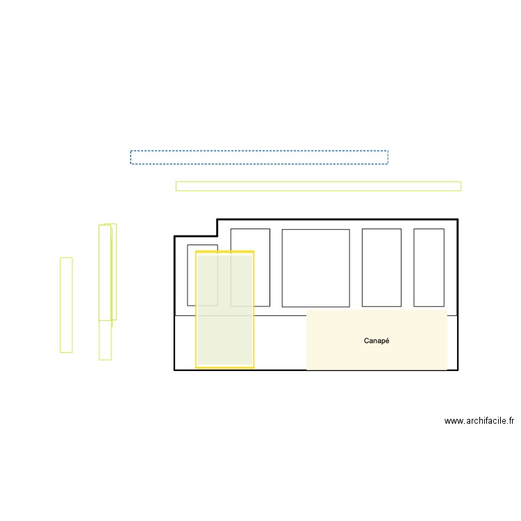 MOULURES N°7- Modèle mur salle canapé . Plan de 1 pièce et 12 m2