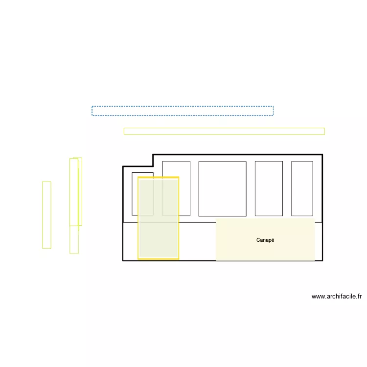 MOULURES N&deg;7- Mod&egrave;le mur salle canap&eacute; . Plan de 
