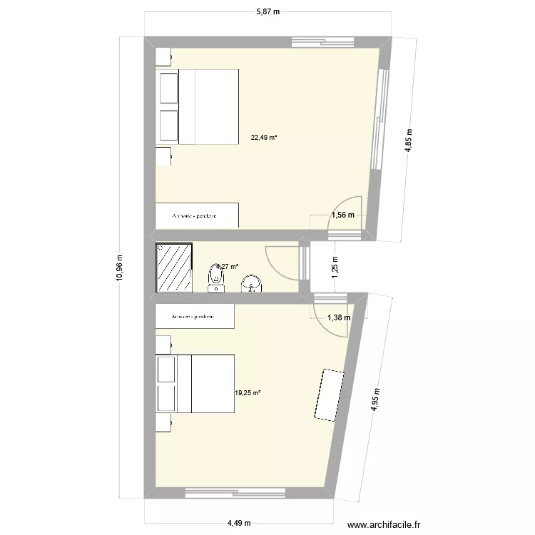 mandrosoa extension. Plan de 3  et 46 m²