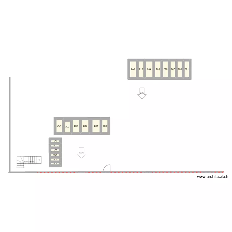 COUR COLLEGE. Plan de 20  et 17 m²