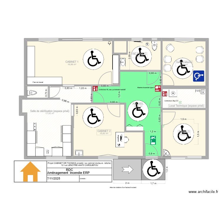 CABINET DR THOMAS   plan d'intervention. Plan de 8 pièces et 100 m2