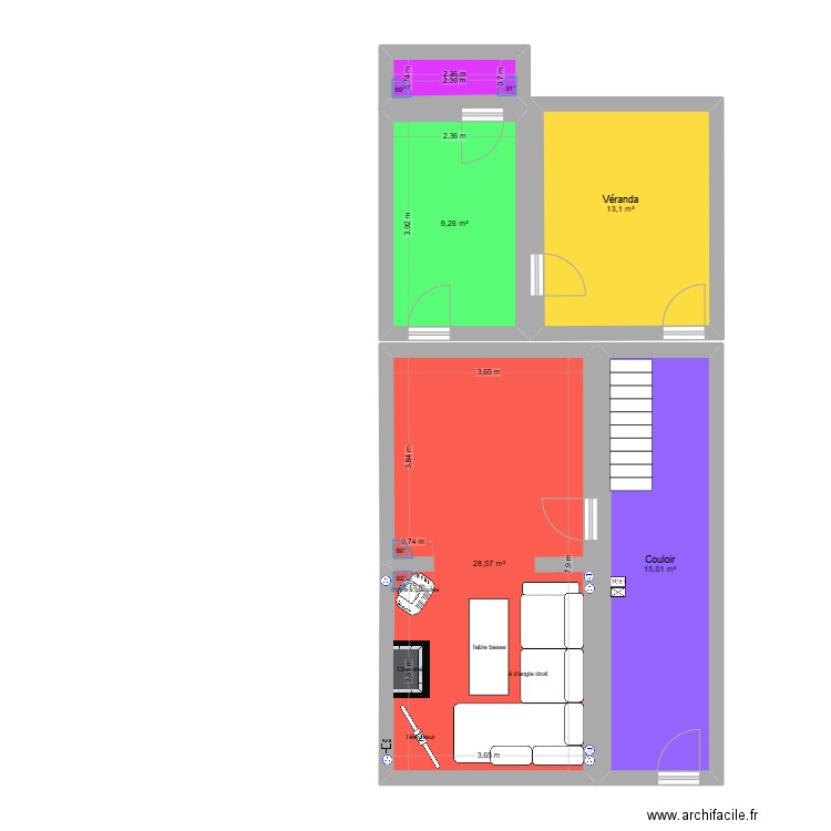 maison bas. Plan de 5 pièces et 68 m2