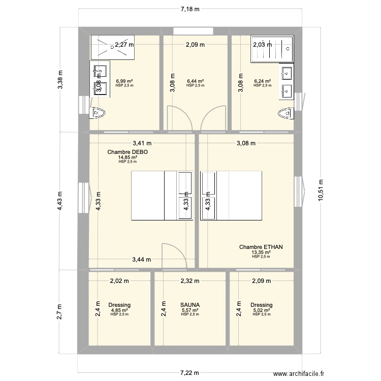 SOLARO GRANDE EXTENSION. Plan de 8 pièces et 63 m2