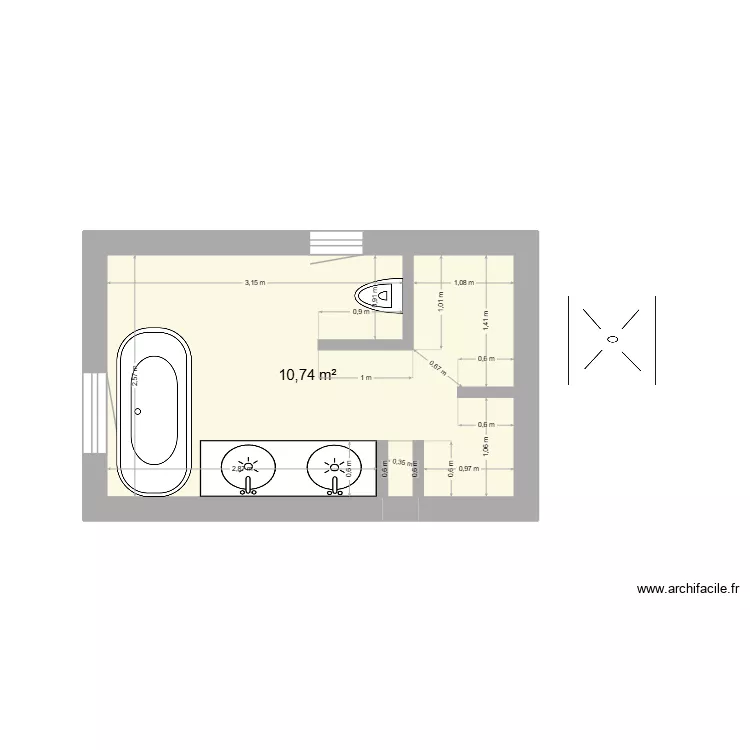 SDB MASTER DIMENSIONS MEUBLES 2. Plan de 1 et 11 m² SDB MASTER DIMENSIONS MEUBLES 2. Plan de 1 et 11 m²