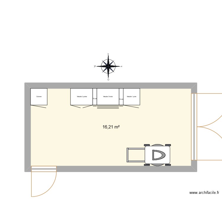 Cabanon Aménagement. Plan de 1 pièce et 16 m2