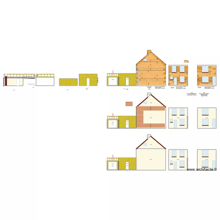 Fa&ccedil;ades isolation ext&eacute;rieure. Plan de 