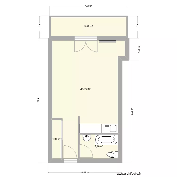 VISCAINO. Plan de 4  et 34 m²