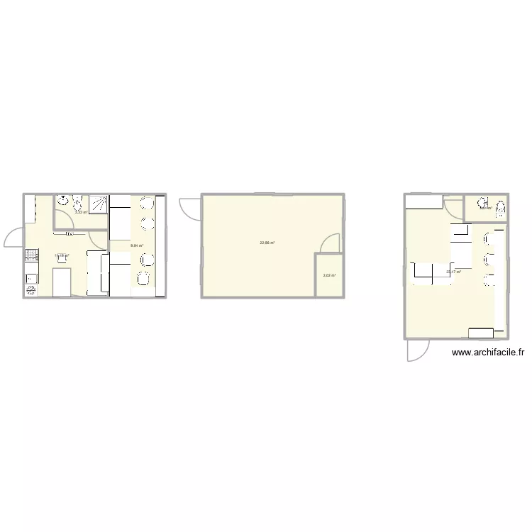 huttte de chasse neuve. Plan de 7  et 75 m²