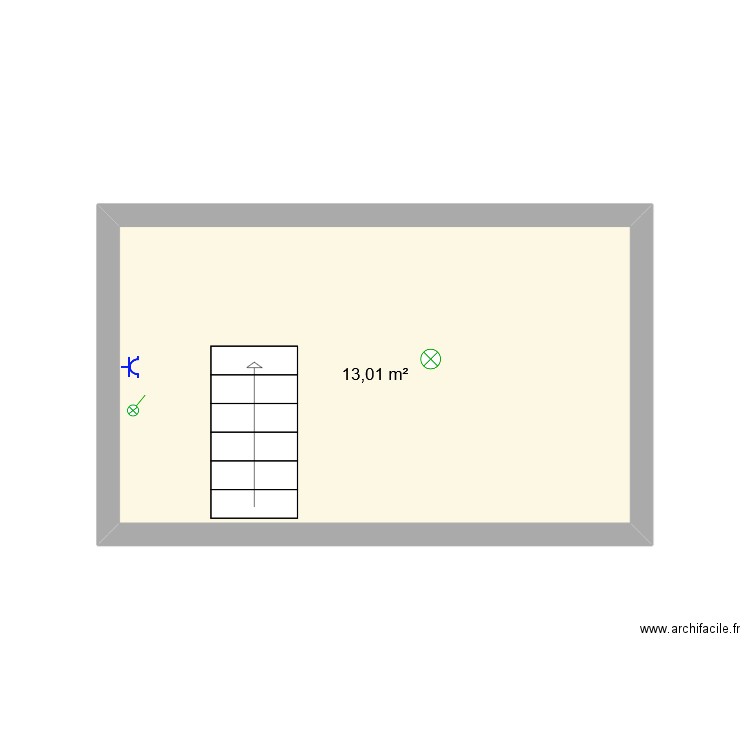 Grenier. Plan de 1 pièce et 13 m2