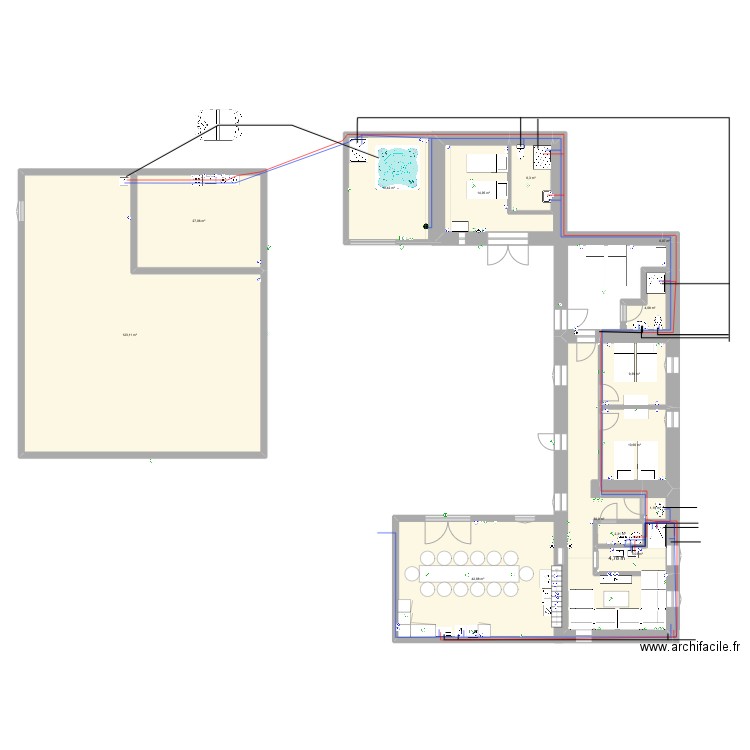 crèche annexe. Plan de 14 pièces et 297 m2