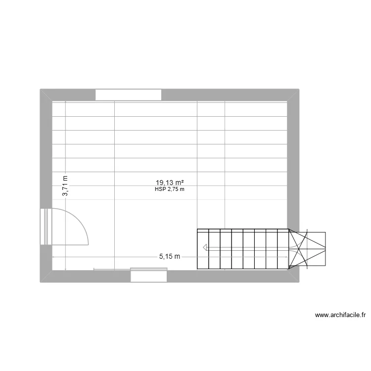 salon. Plan de 1  et 19 m²