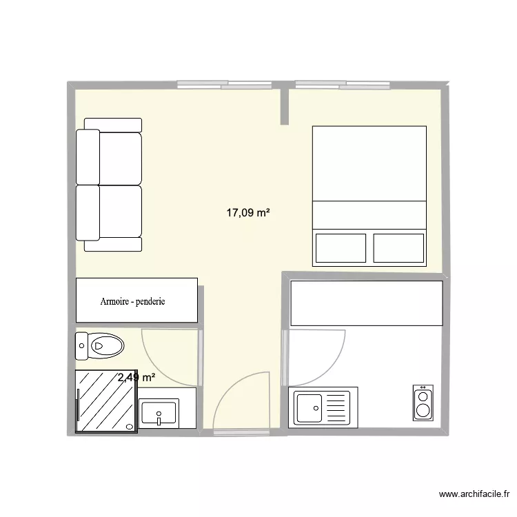 STUDIO HYERES PROJET. Plan de 2  et 20 m²