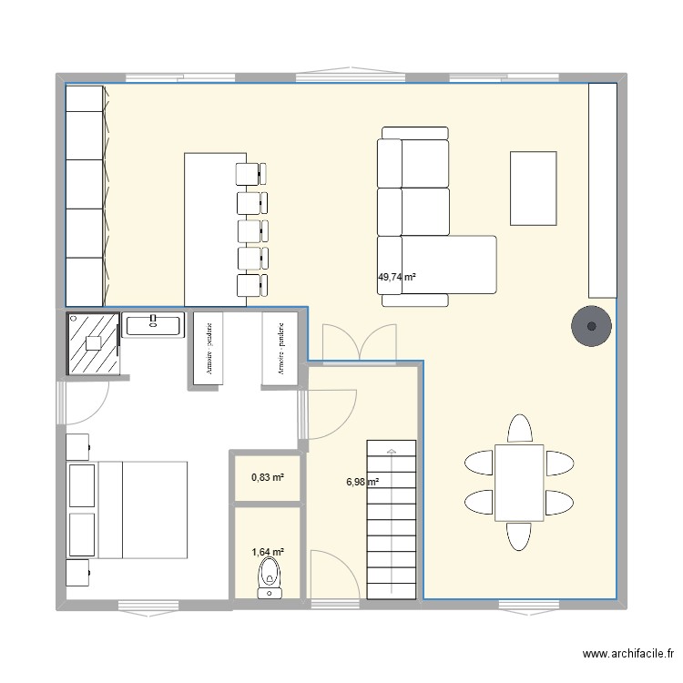 chambre Mandres. Plan de 4 pièces et 59 m2