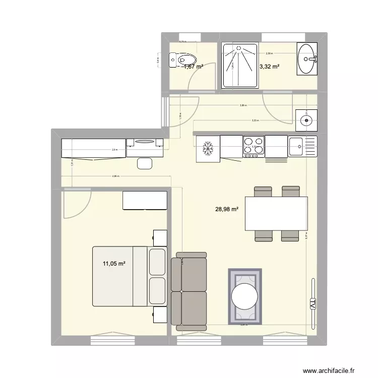 Crequi VF. Plan de 4 Pièces et 45 m² Crequi VF. Plan de 4 Pièces et 45 m²