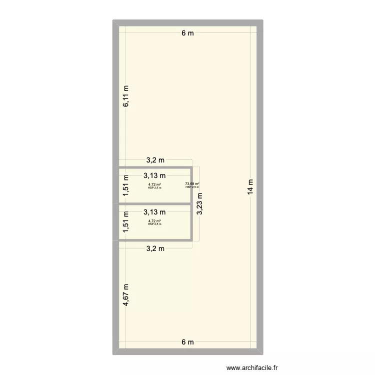 Local projection. Plan de 3  et 83 m²