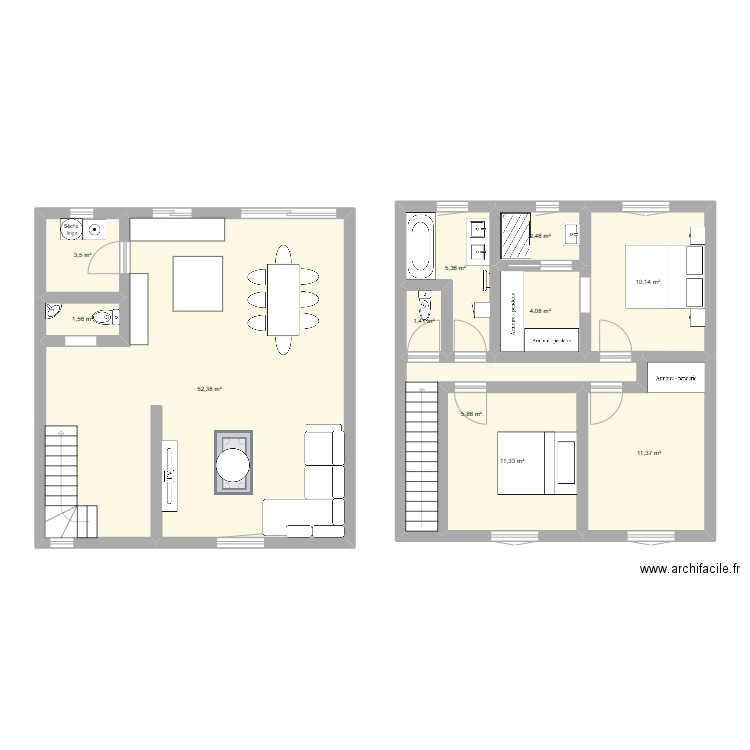 Maison. Plan de 11 pièces et 109 m2