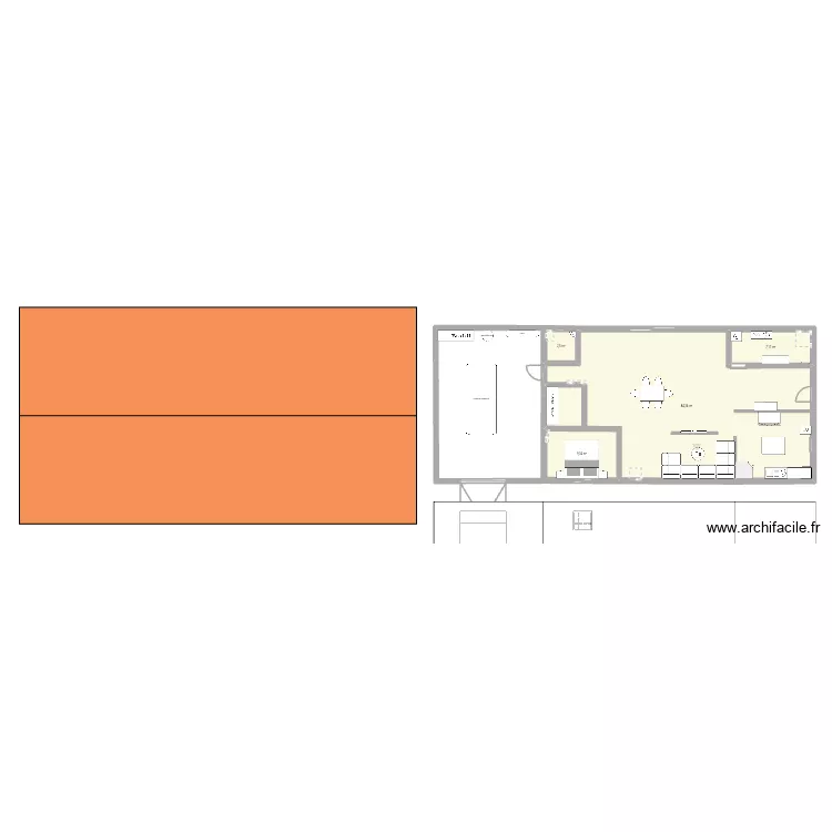 Maison. Plan de 4  et 103 m²