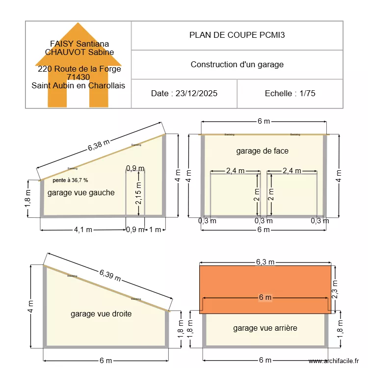 plan de coupe 6. Plan de 7 et 68 m² plan de coupe 6. Plan de 7 et 68 m²