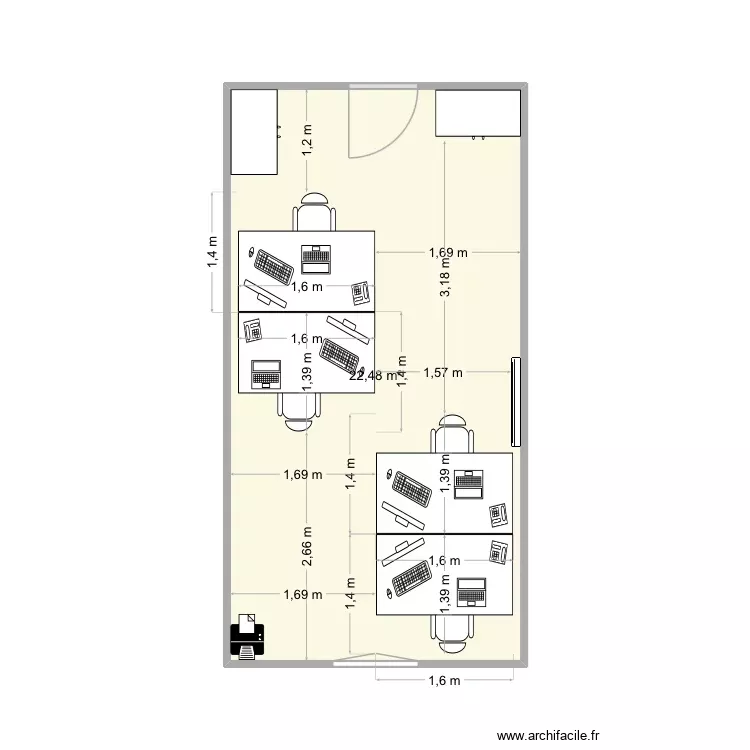 Bureau plan 1. Plan de 1 Pièce et 22 m² Bureau plan 1. Plan de 1 Pièce et 22 m²