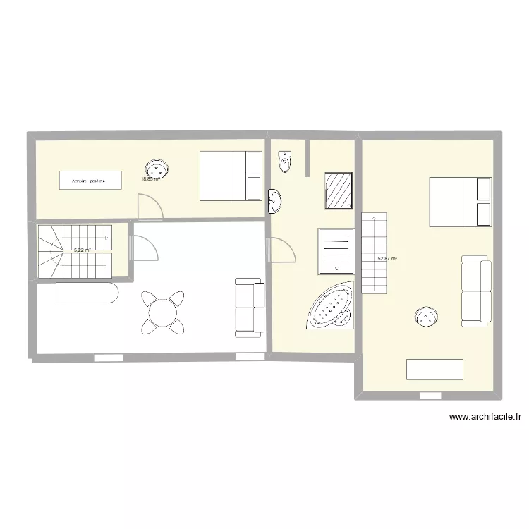 Comble. Plan de 3  et 77 m²