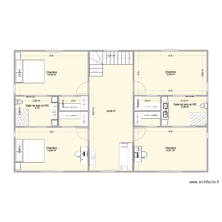 plan maison. Plan de 11 pièces et 105 m2