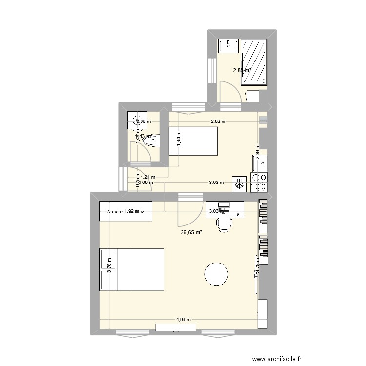 Appart-2-apres. Plan de 3 pièces et 31 m2