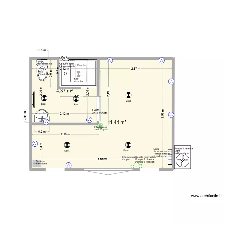 Abris de Jardin Floridan. Plan de 2  et 16 m²