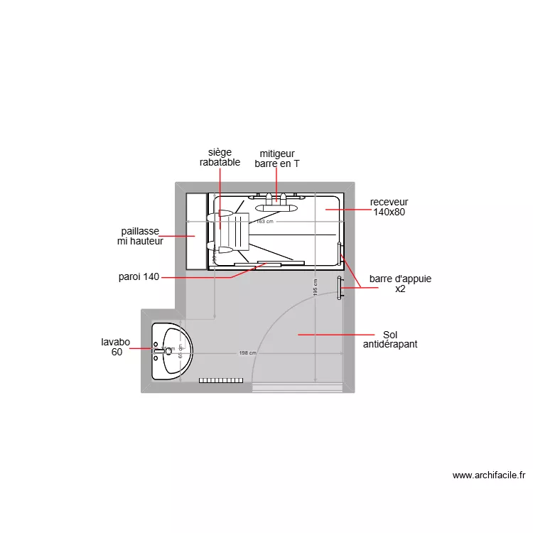 ho 75013. Plan de 1 pièce et 3 m²