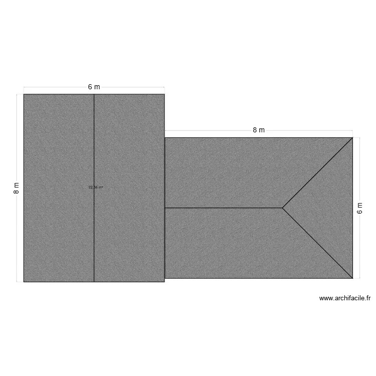 toit. Plan de 1 pièce et 23 m²