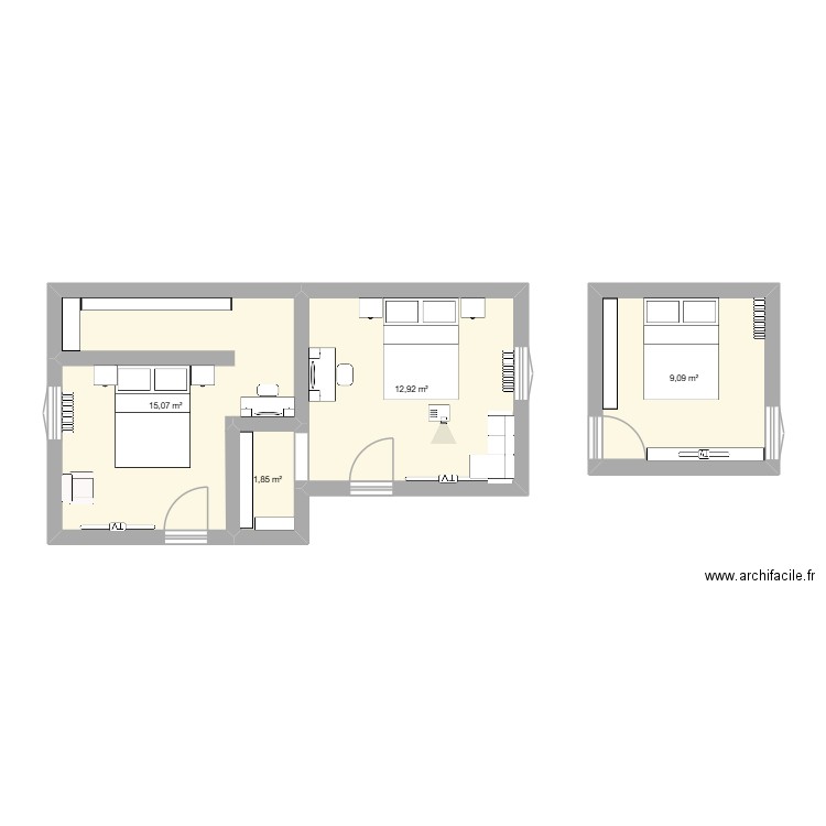 jennifer homecourt. Plan de 4 pièces et 39 m2