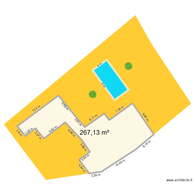 DPC2 PISCINE. Plan de 1 pièce et 267 m2