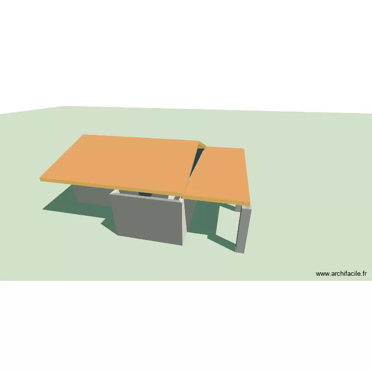 test toit 2 pents + toit plat. Plan de 2 Pièces et 54 m² test toit 2 pents + toit plat. Plan de 2 Pièces et 54 m²