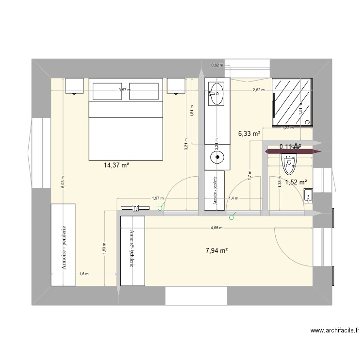 chalet extent 3. Plan de 5 pièces et 30 m2