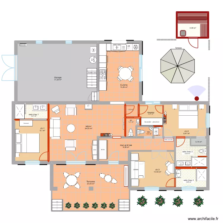 renovation Allemagne VF 2. Plan de 16  et 158 m²