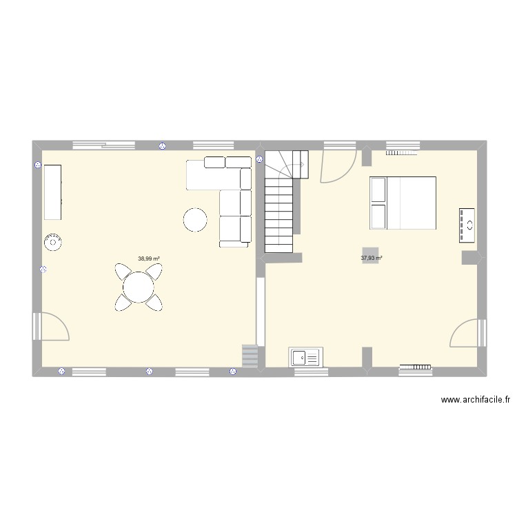 rloussines2. Plan de 2 pièces et 77 m2