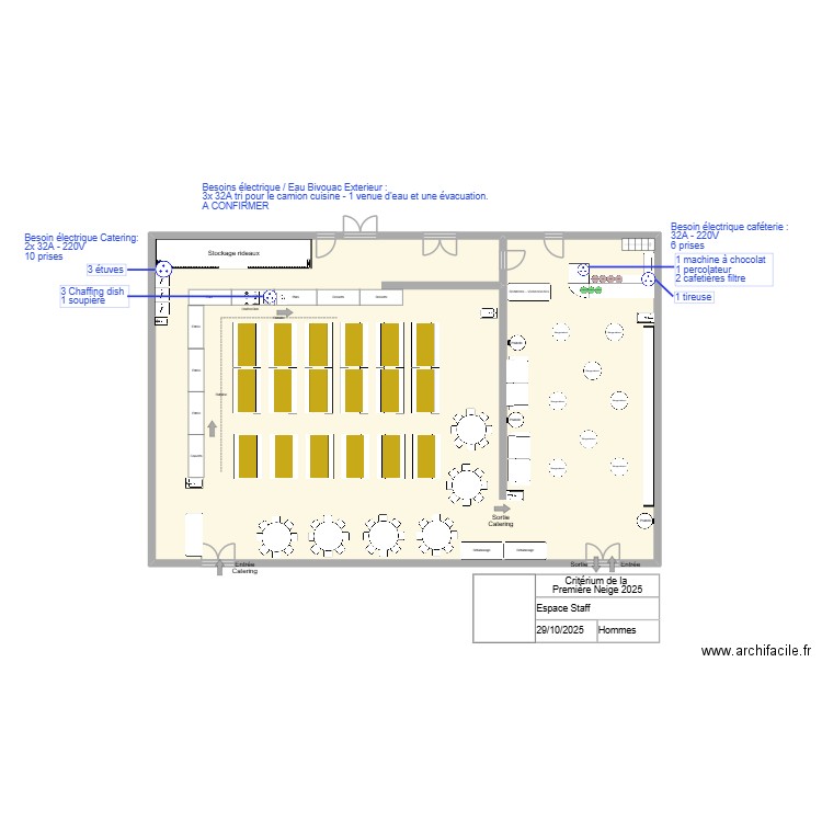 Espace Staff V2. Plan de 1 pièce et 280 m2