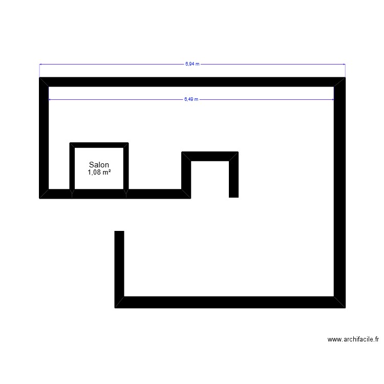 Rez de chaussée. Plan de 1 pièce et 1 m2
