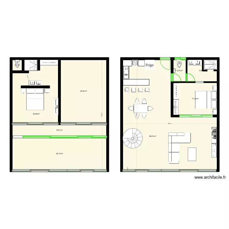 EXEMPLE DU NOUVEAU PLAN. Plan de 9  et 164 m²
