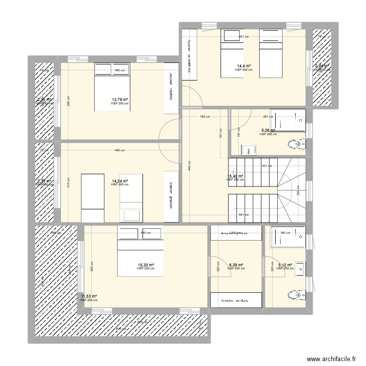 Kerkour 3.9 ETAGE V1.1. Plan de 12 pièces et 108 m2
