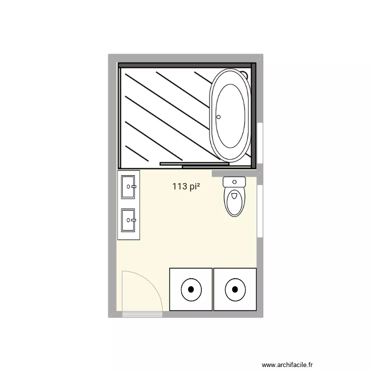 Salle de bain Vincent bain dans douche. Plan de 