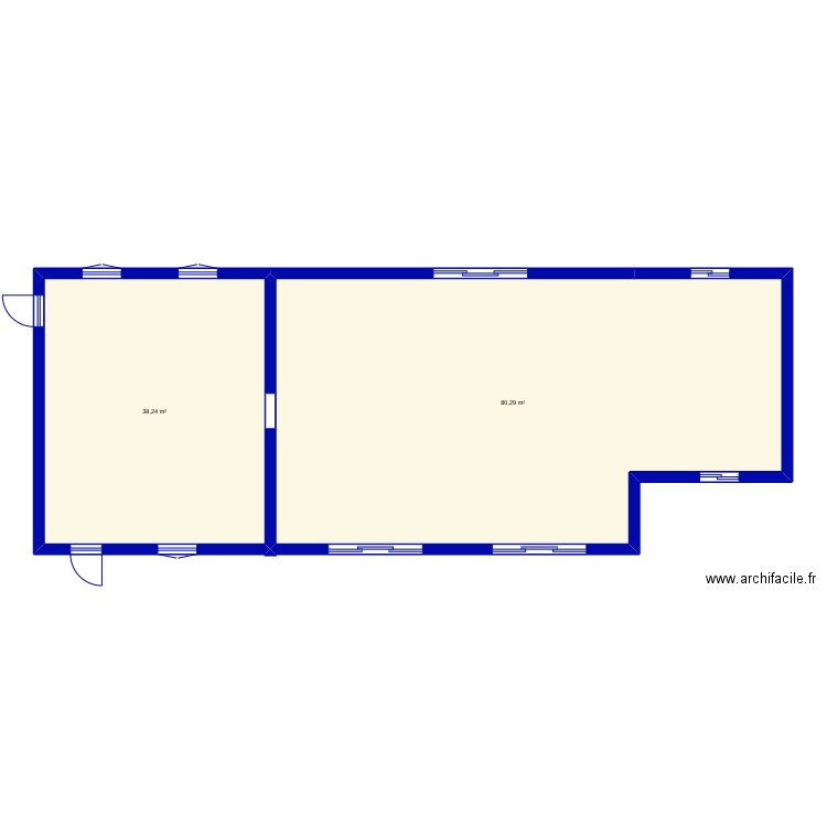 MAison. Plan de 2 pièces et 119 m2