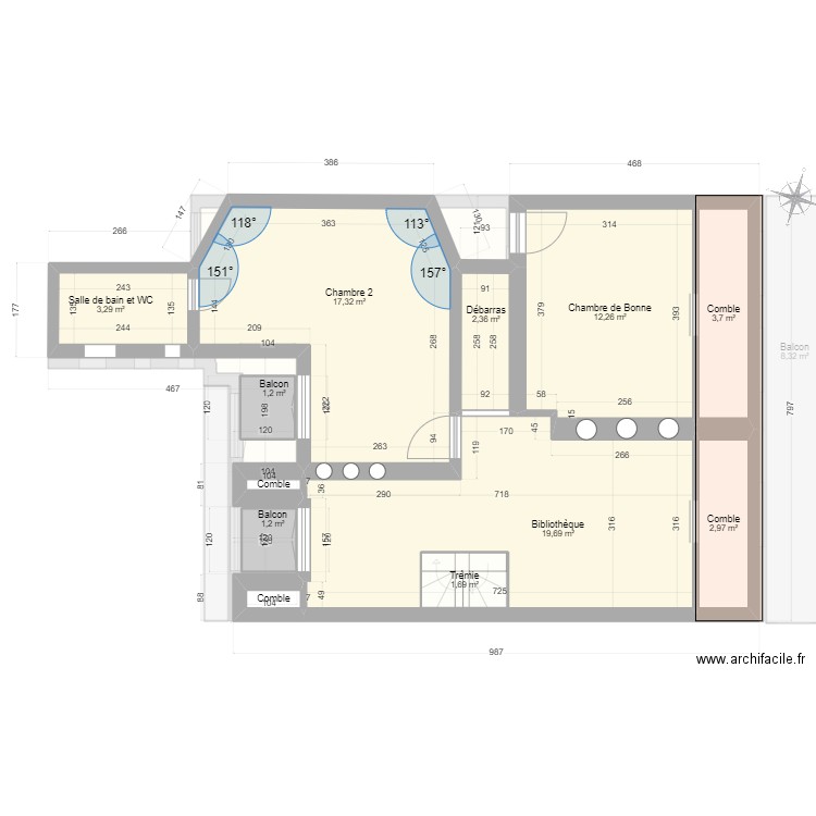 Saint Marcel Projet B. Plan de 21 pièces et 150 m2