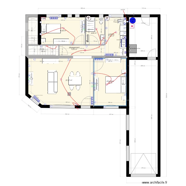 APPARTEMENT RDCH   ELECT PLOM . Plan de 26 pièces et 216 m2