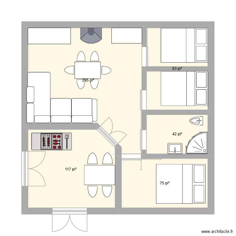 chalet 1. Plan de 5 pièces et 48 m2