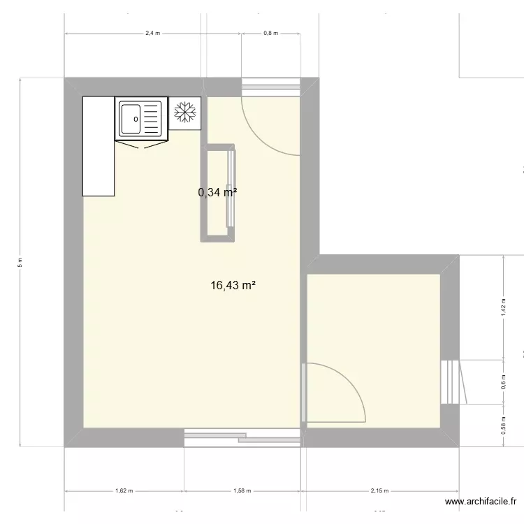 YASSIN ARCHI FACILE. Plan de 2 Pièces et 17 m²