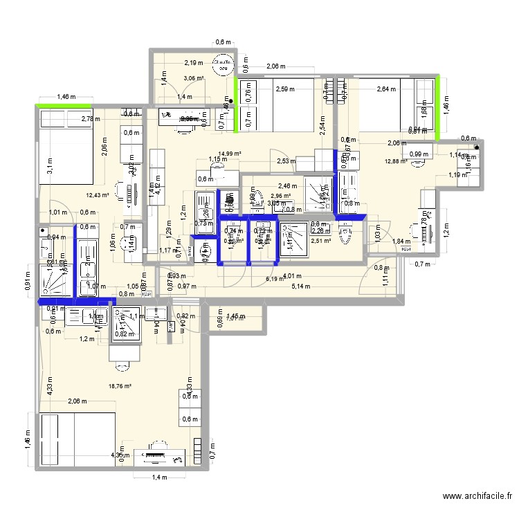 RICHELIEU2 VFF Peinture. Plan de 12 pièces et 78 m2
