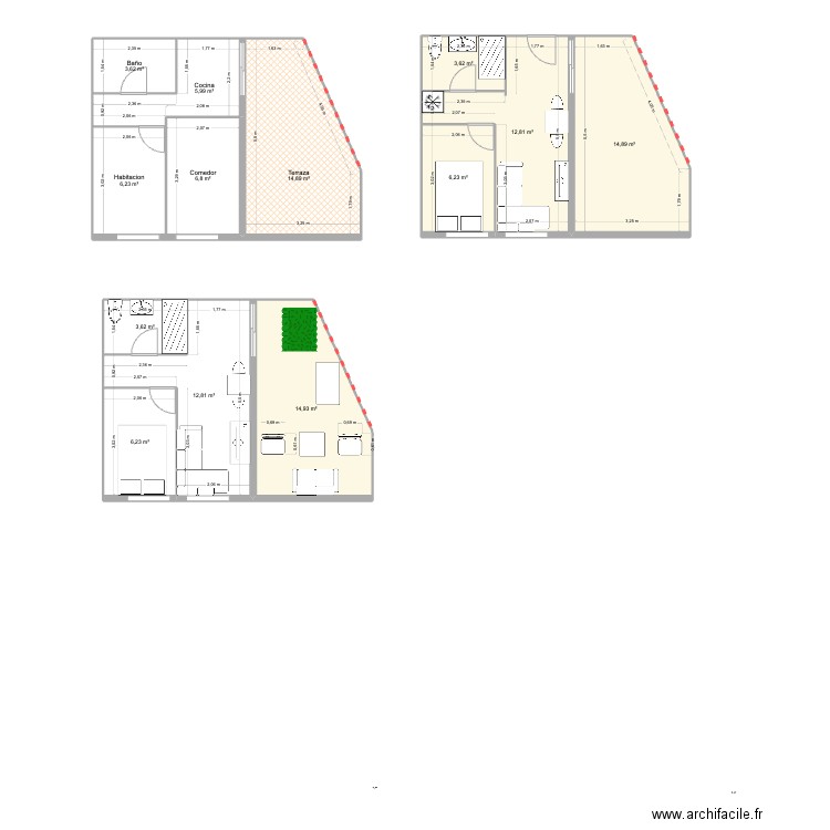 Can travi 2. Plan de 13 pièces et 113 m2