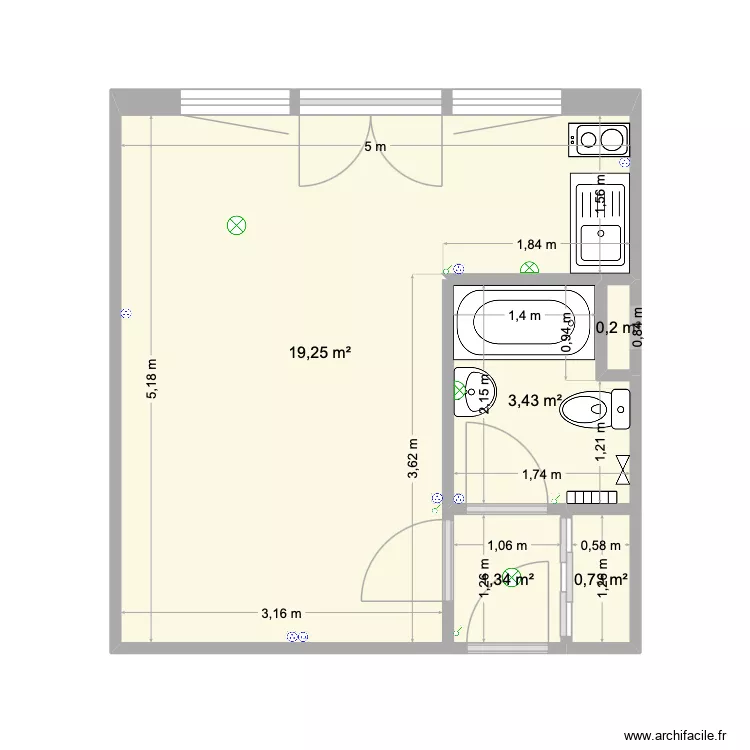 A15. Plan de 5  et 25 m²