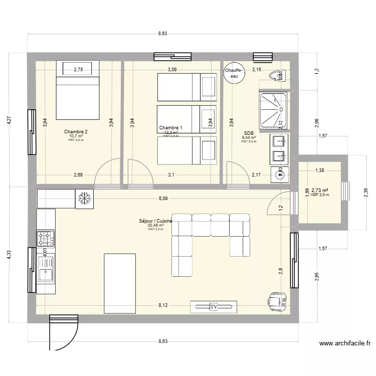 Nina 31. Plan de 5  et 67 m²