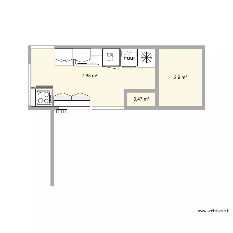 cuisine r. Plan de 3 et 11 m² cuisine r. Plan de 3 et 11 m²